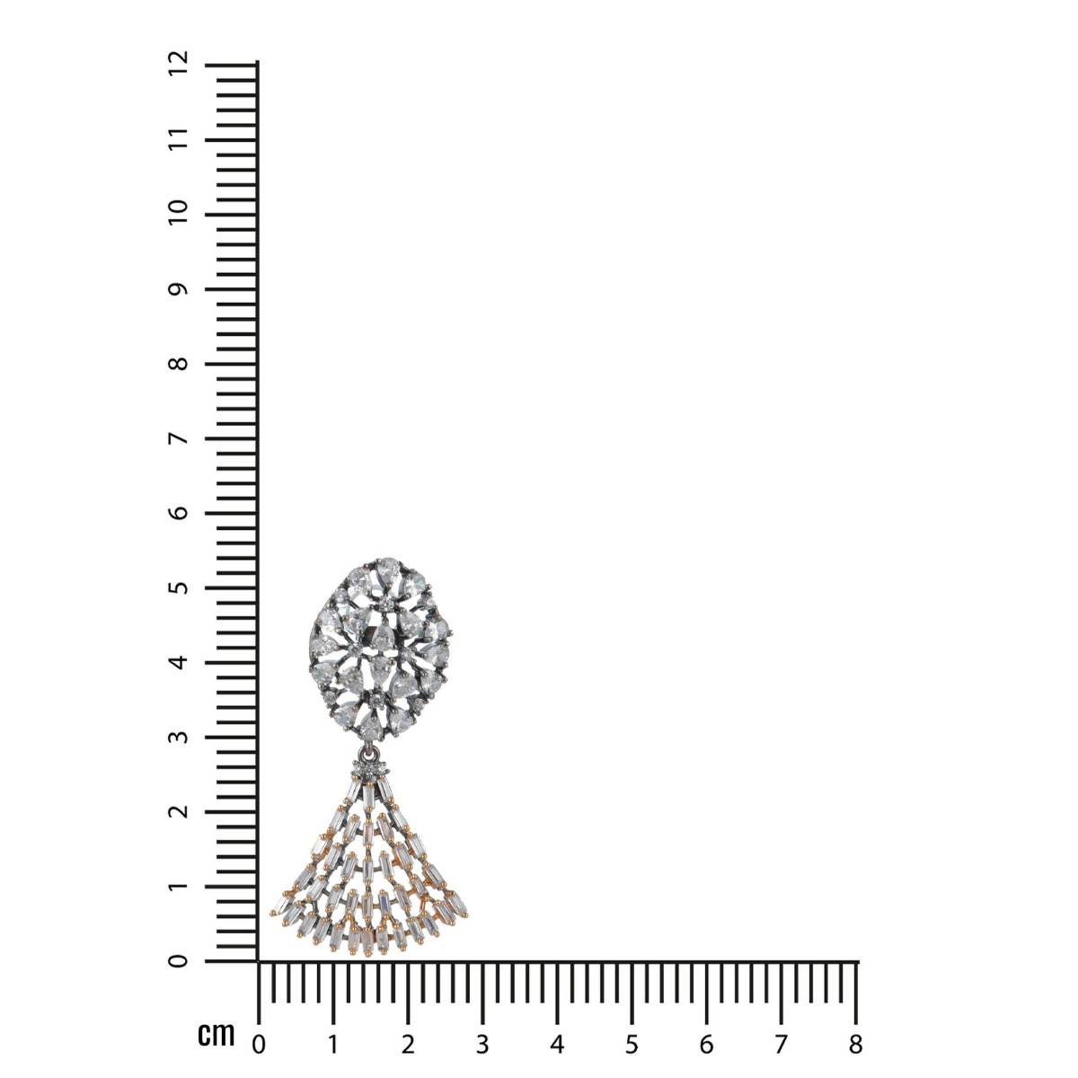 Aatmana Rhodium Plated White & Gold Toned Contemporary Drop Earrings