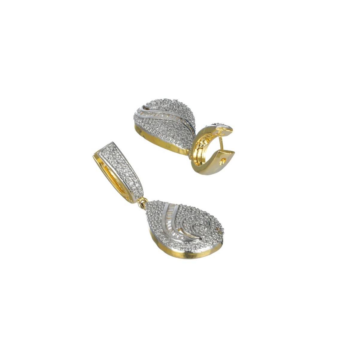 Aatmana Silver Plated American Diamond Drop Earrings