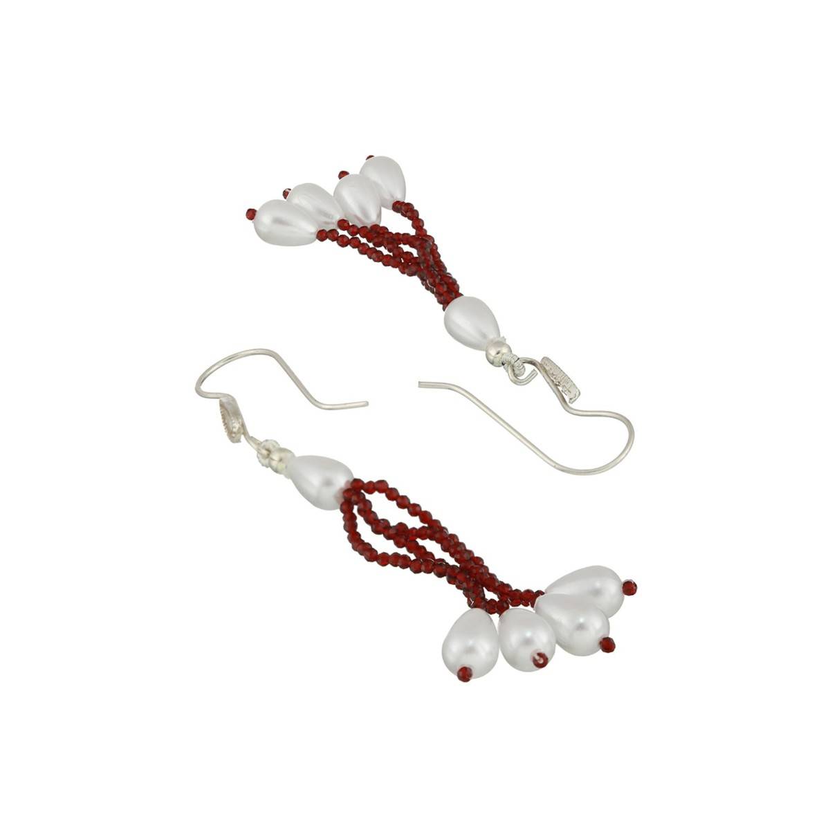 Aatmana Gold Tone Beaded & White Pearls Studded Maroon Necklace with Earrings