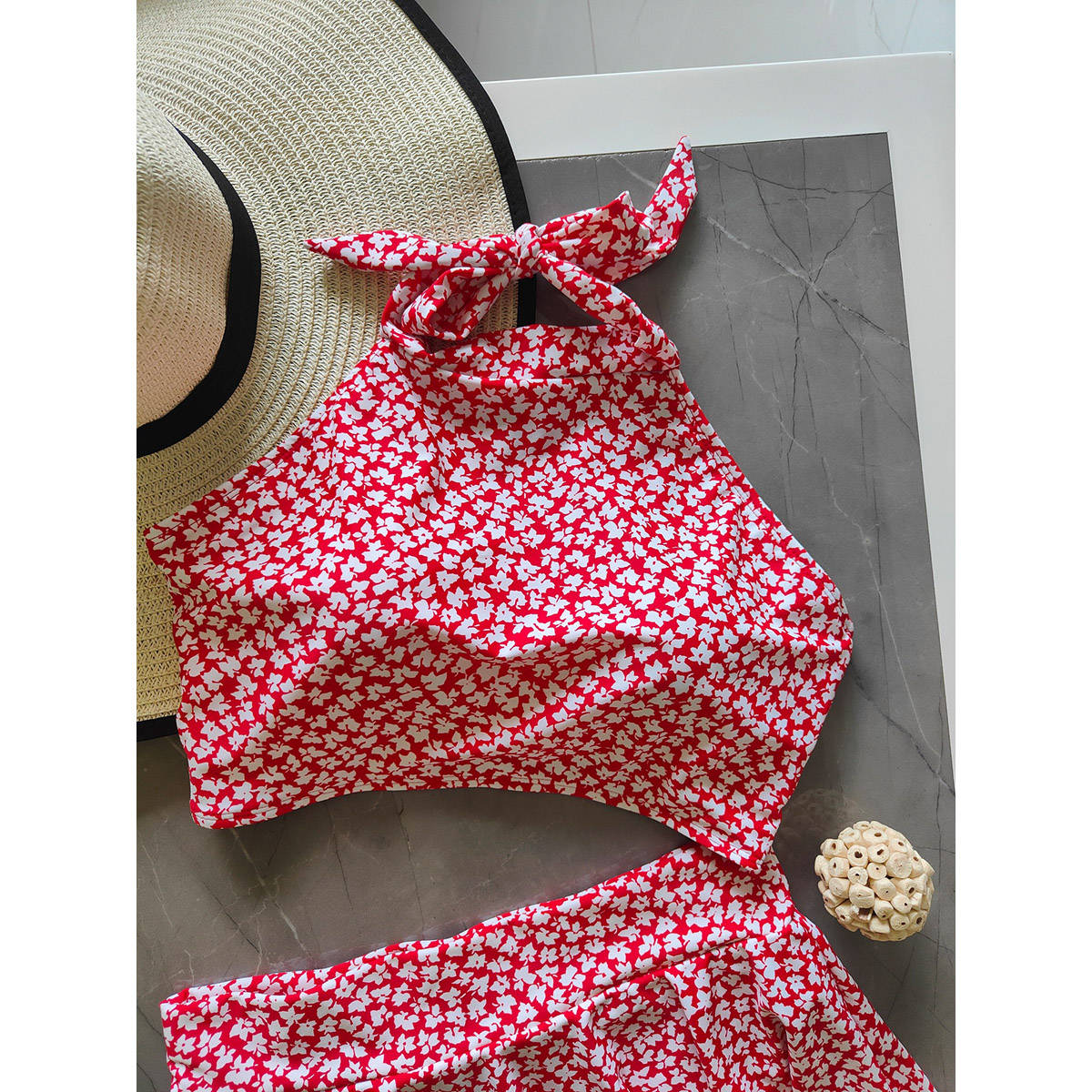 Addery Blushing Red Hued Swimwear (Set of 2) (L) · L