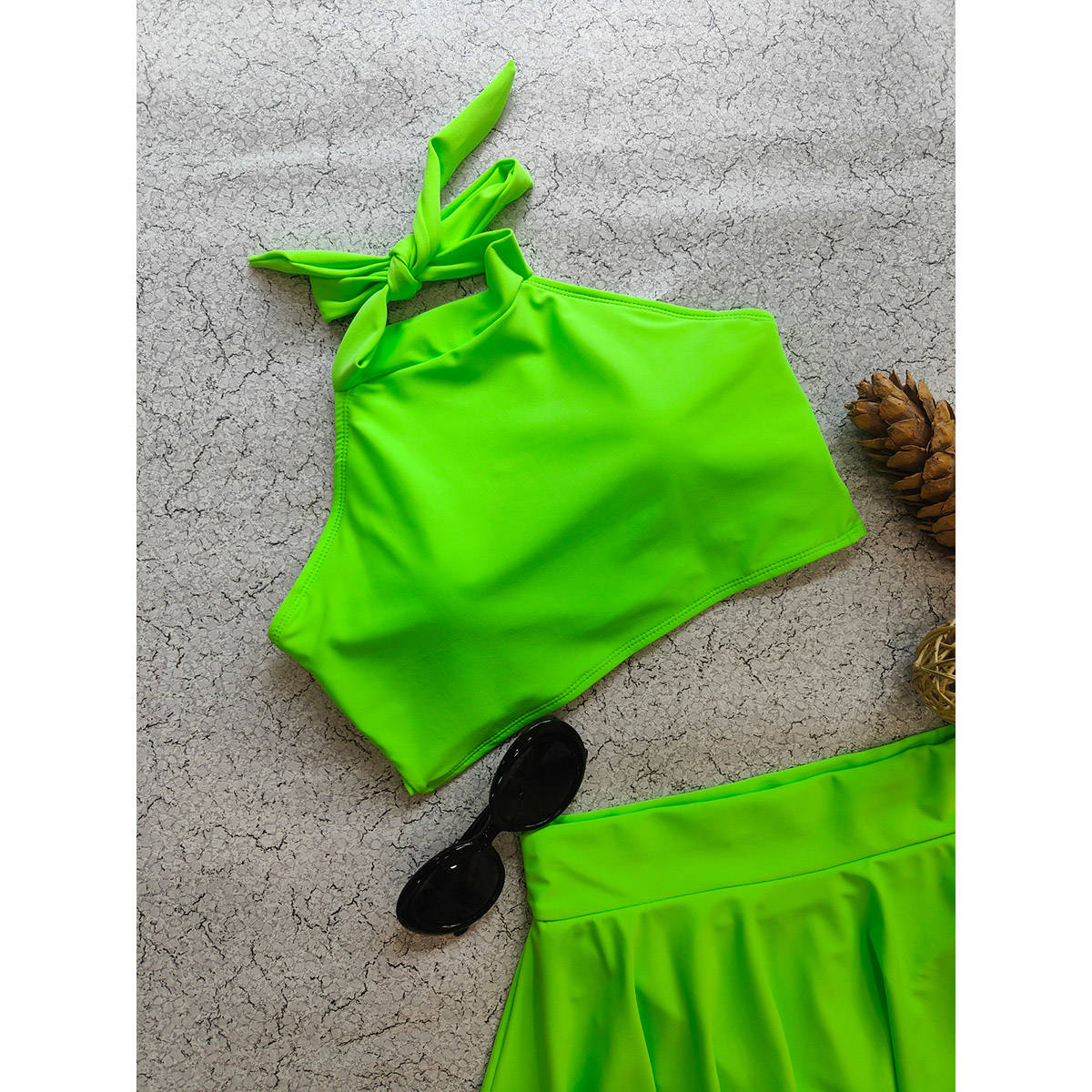 Addery Neon Green Swimwear (Set of 2) (S) · S