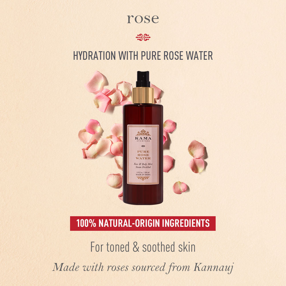 Kama Ayurveda Pure Rose Water Toner- Tightens Pores & Balances pH (200ml)