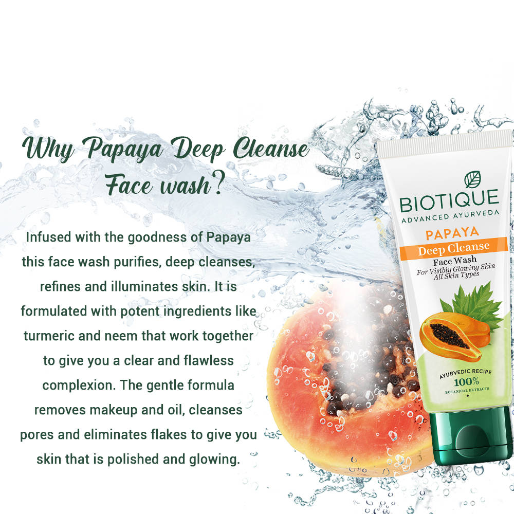 Biotique Bio Papaya Visibly Flawless Skin Face Wash For All Skin Types(pack of 2)