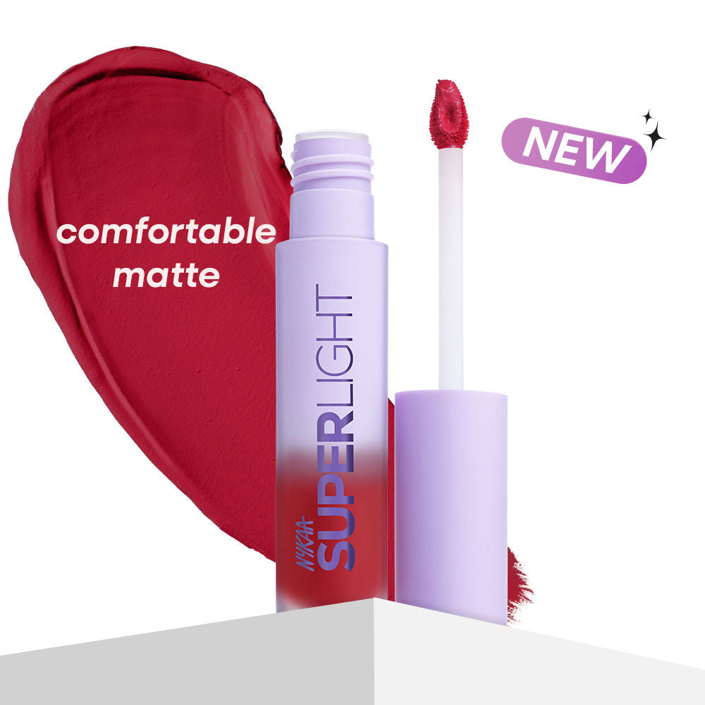 Nykaa Superlight Lip Cloud Airy Mousse Matte Liquid Lipstick for Lip & Cheek - Crimson Cosmo (5ml)