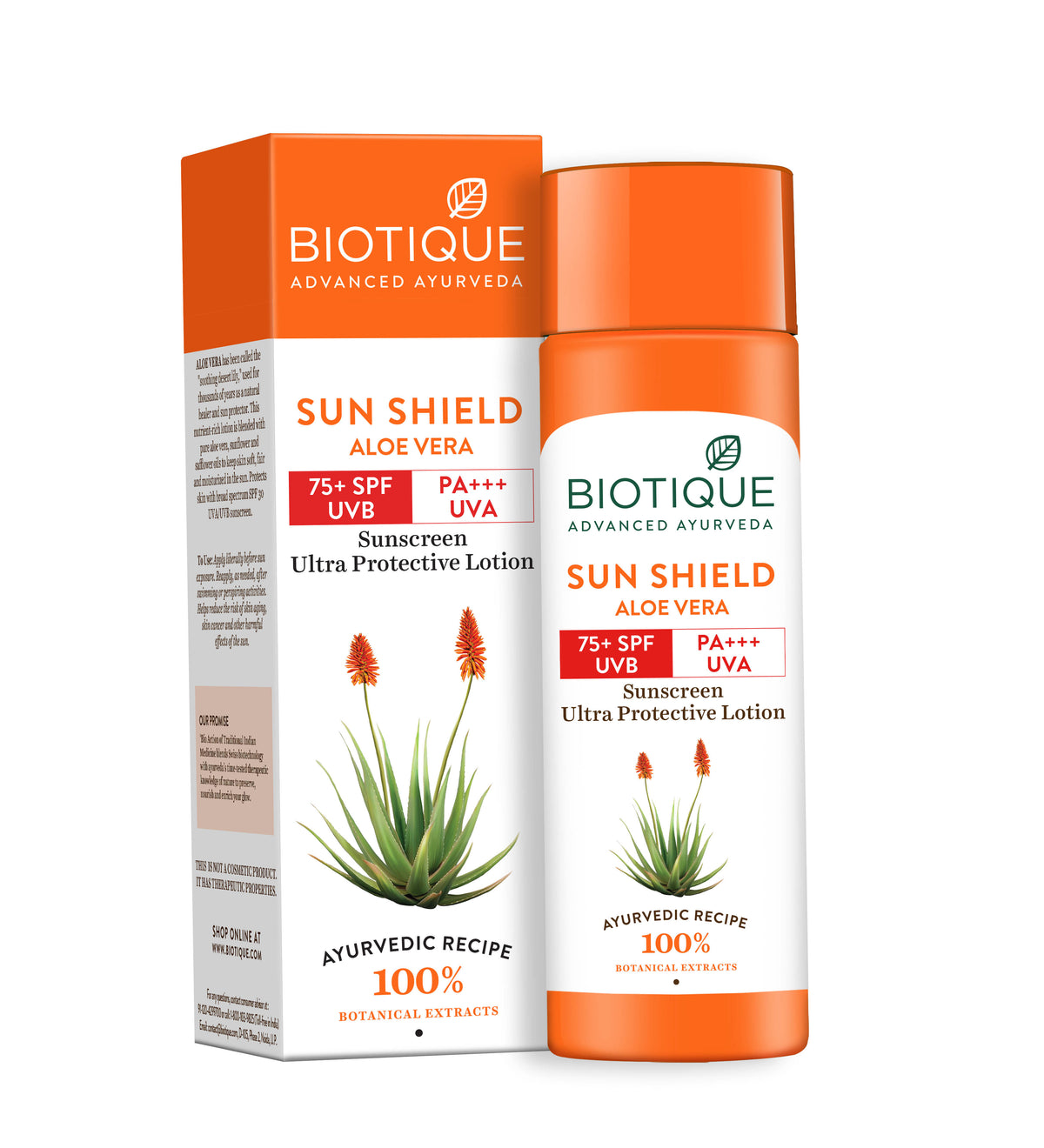 Biotique Bio Vera Ultra Soothing Body Lotion 75 + SPF UVA/UVB Sunscreen · 190ml