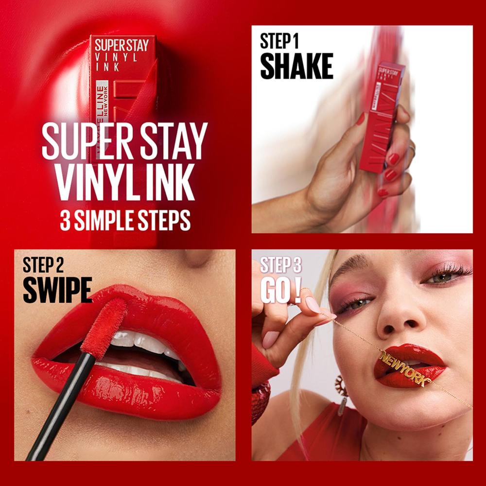 Maybelline New York Super Stay Vinyl Ink Liquid Lipstick, Instant Shine Lasts Up To 16H - Fearless