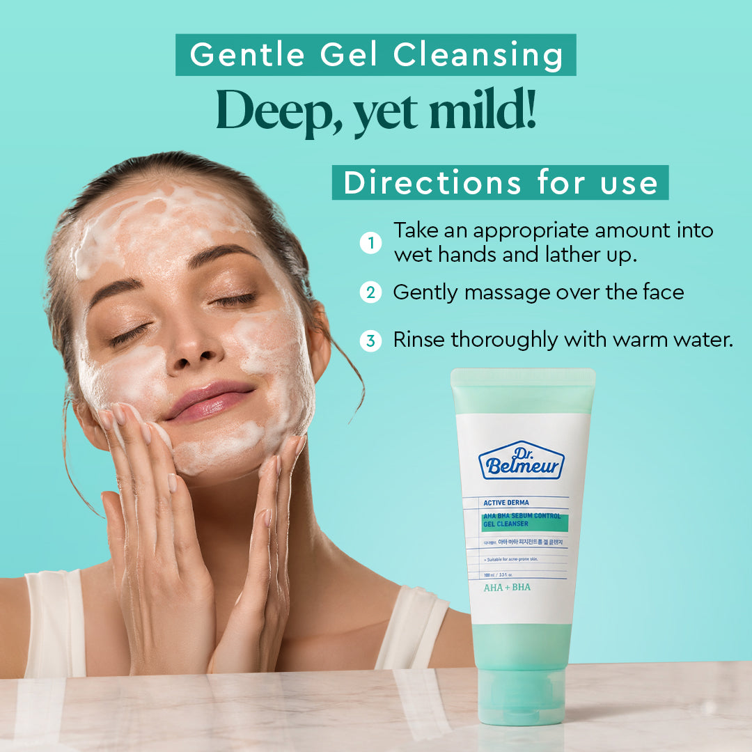 The Face Shop Dr Belmeur AHA BHA Sebum Control Gel Cleanser For Acne Prone Skin With Salicylic Acid