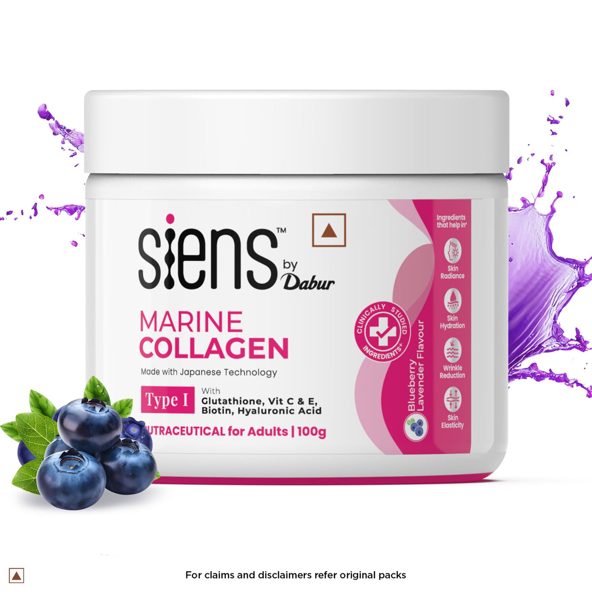 Dabur Siens by Dabur Skin Glow & Hair Growth Combo: Hydrolyzed Marine Collagen, 100 g + Hair, Skin & Nails Gummies, 30s pack Combo