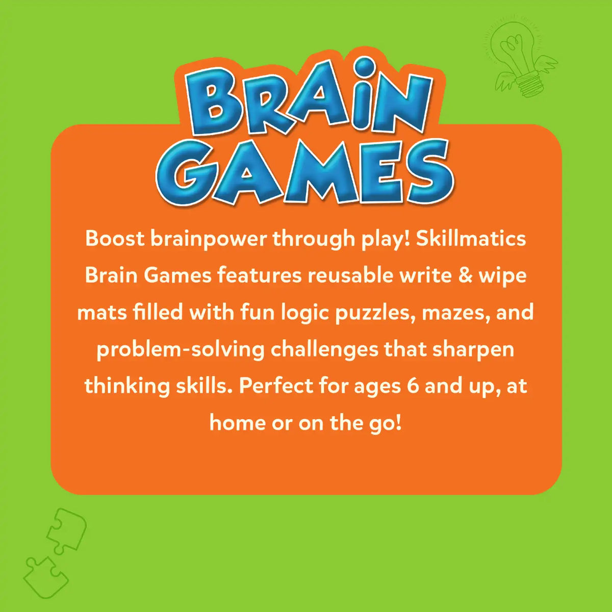 Skillmatics Brain Games | Reusable Activity Mats (ages 6+)