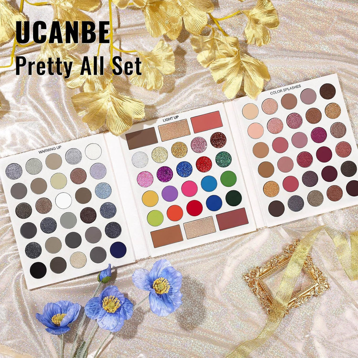 UCANBE Pretty All Set 3 Eyeshadow Palette, All Set 86 Colors Makeup Kit Matte Shimmer Eye Shadow Highlighters Contour Blush Powder All In One Makeup Palette 81.