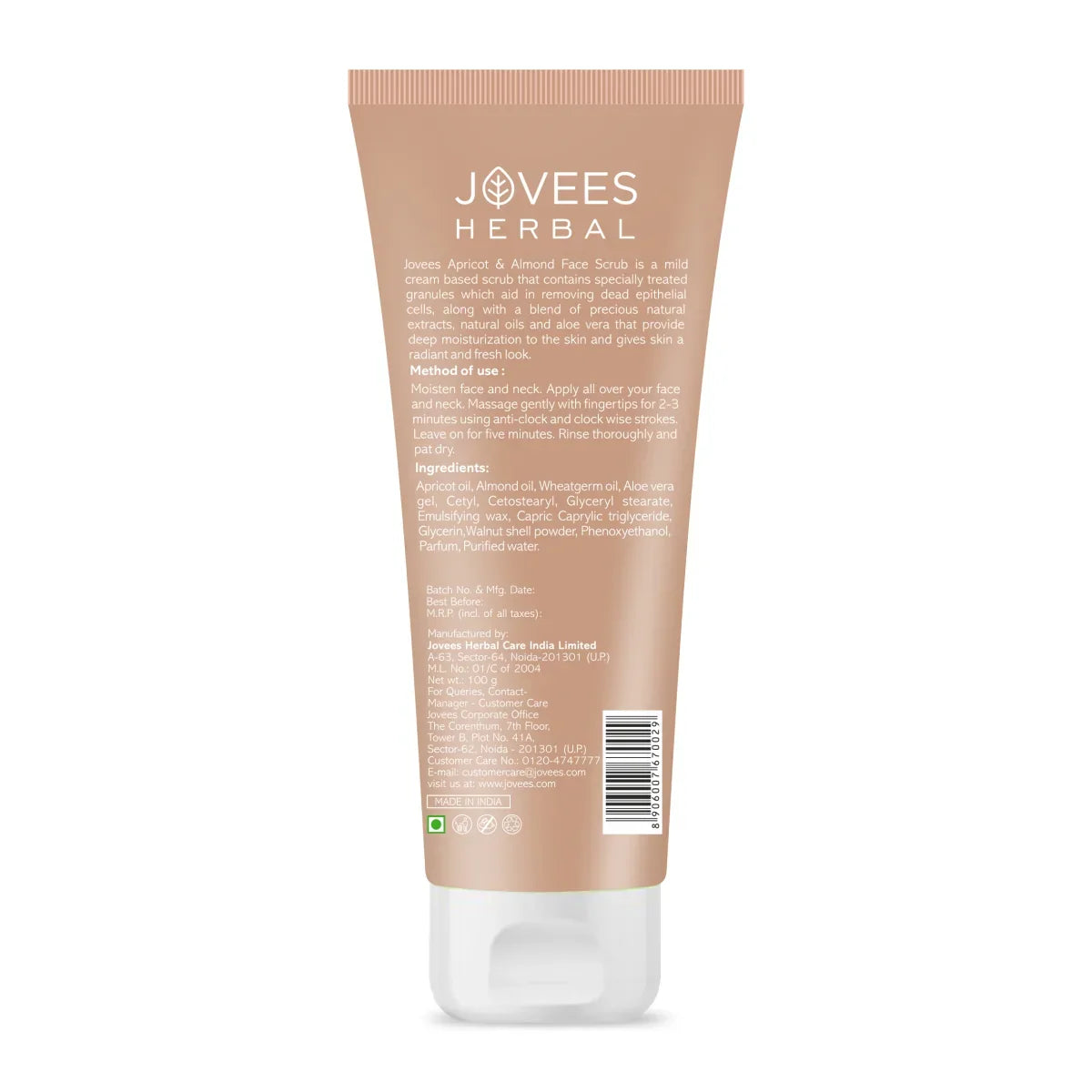 JOVEES HERBAL Jovees Apricot & Almond Face Scrub Infused With Wheatgerm Oil 100g