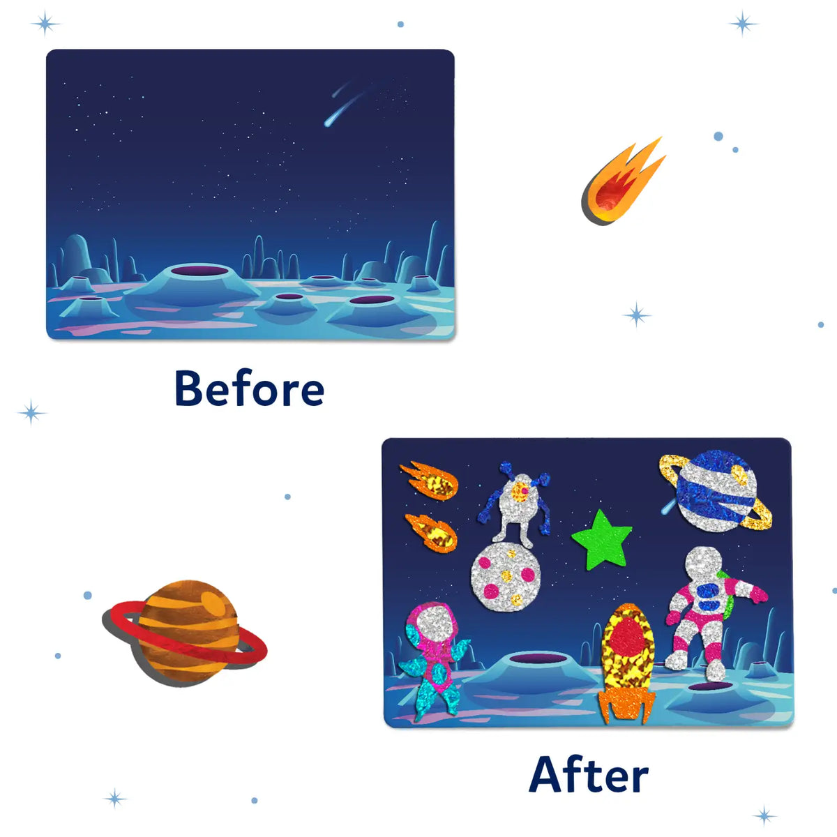 Skillmatics Foil Fun: Up in space | No Mess Art Kit (ages 4-9)
