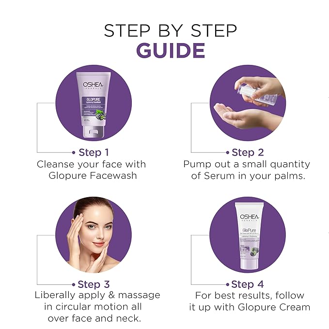 Oshea Herbals Glopure Brightening Face Serum for Men & Women | Reduces Darkspots & Pigmentations | Boosts Hydration & Natural Glow | Enriched with Lemon Peel &