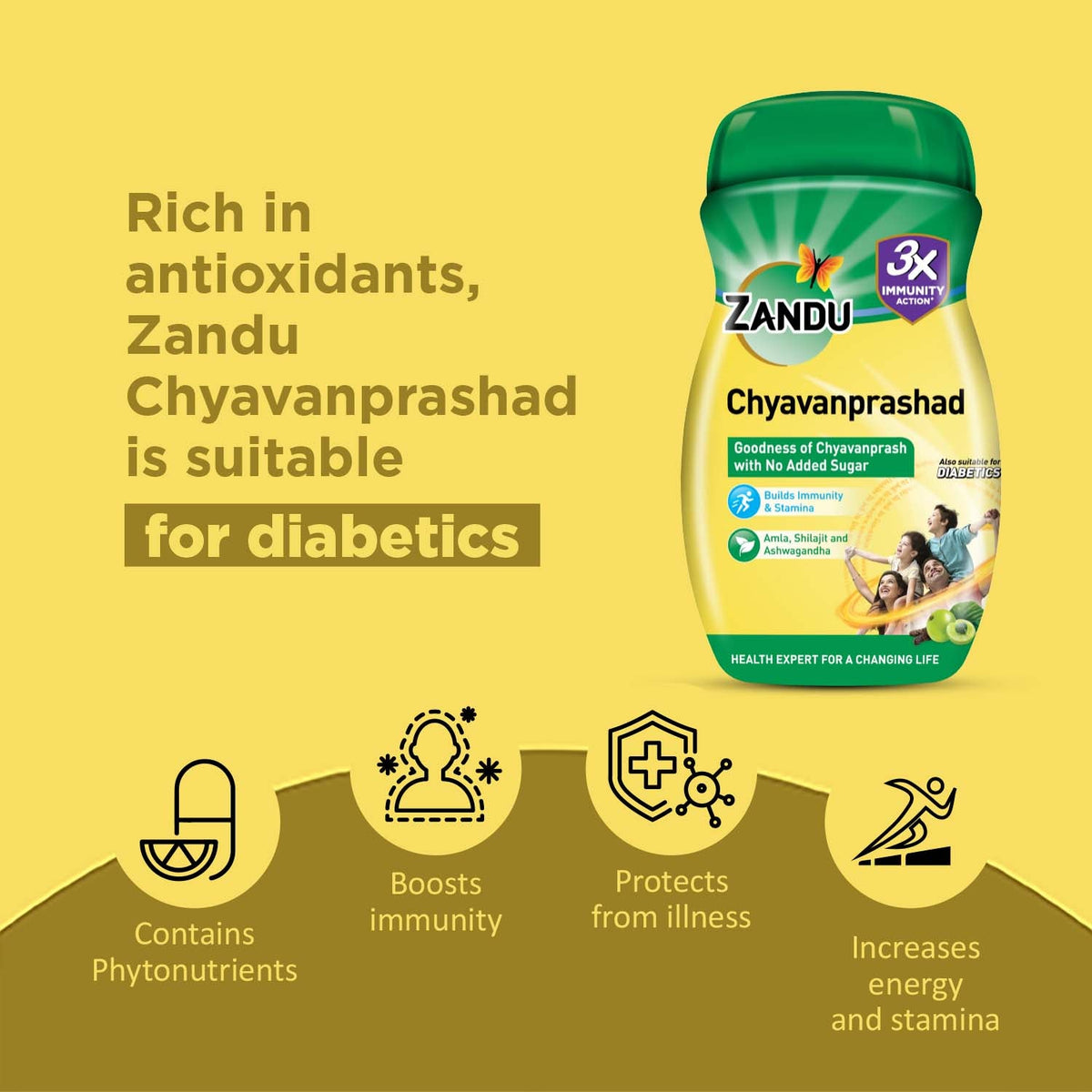Zandu-O Zandu Chyavanprashad | Sugar Free Chyavanprash for Immunity & Stamina 455g