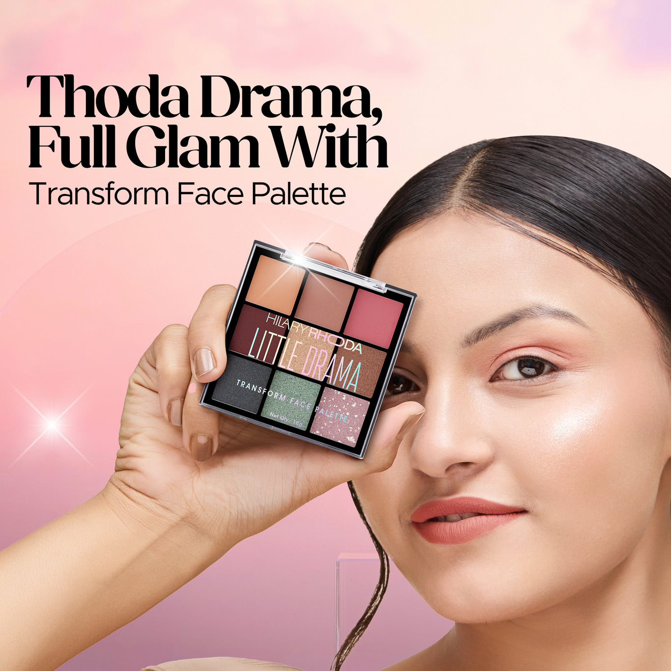 Transform Face Palette 9 Eyeshadows | 2 Blushes | Highlighter | Contour | Travel-Friendly | Highly Pigmented | Long Lasting | Blends Easily | All-in-One Kit   Color: Little Drama 02