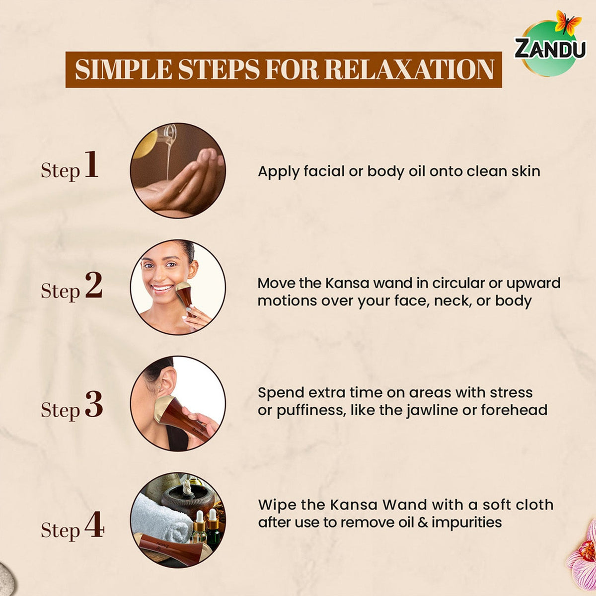 Zandu-O Bronze Kansa Wand - Face Yoga, Foot Massage, Lymphatic Drainage