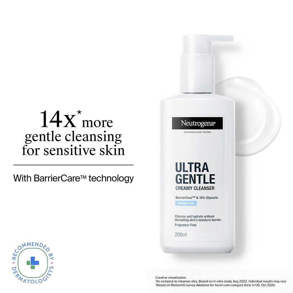 Neutrogena Ultra Gentle Creamy Face Cleanser Moisturizing Face Wash for Dry, Oily, Sensitive Skin (200ml)