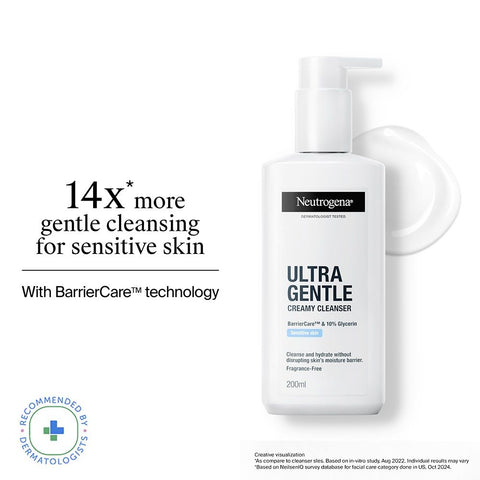 Neutrogena Ultra Gentle Creamy Face Cleanser Moisturizing Face Wash for Dry, Oily, Sensitive Skin (200ml)