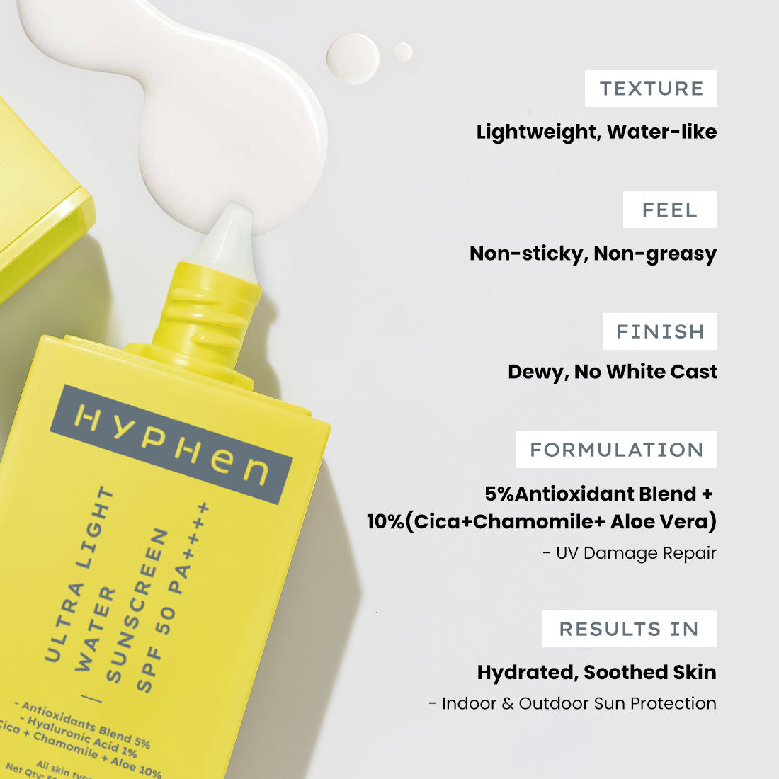 Hyphen Ultra Light Water Sunscreen SPF 50 PA++++ (50ml)