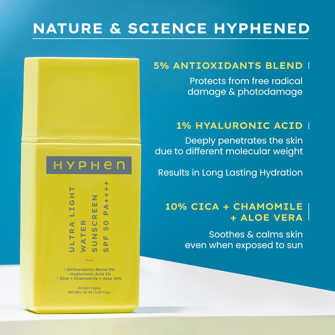 Hyphen Ultra Light Water Sunscreen SPF 50 PA++++ (50ml)
