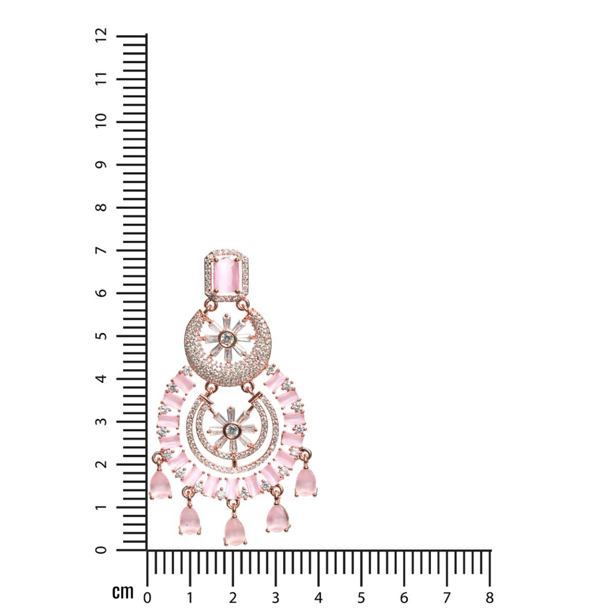Aatmana Rose Gold Plated and Pink American Diamond studded Chandbalis Earrings