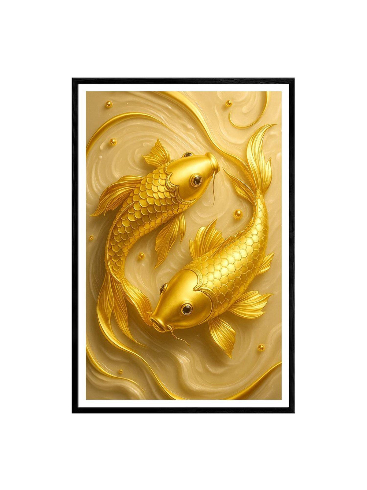 999Store Golden Koi Fish Pair Wall Art Box Fiber Canvas Frame Painting
