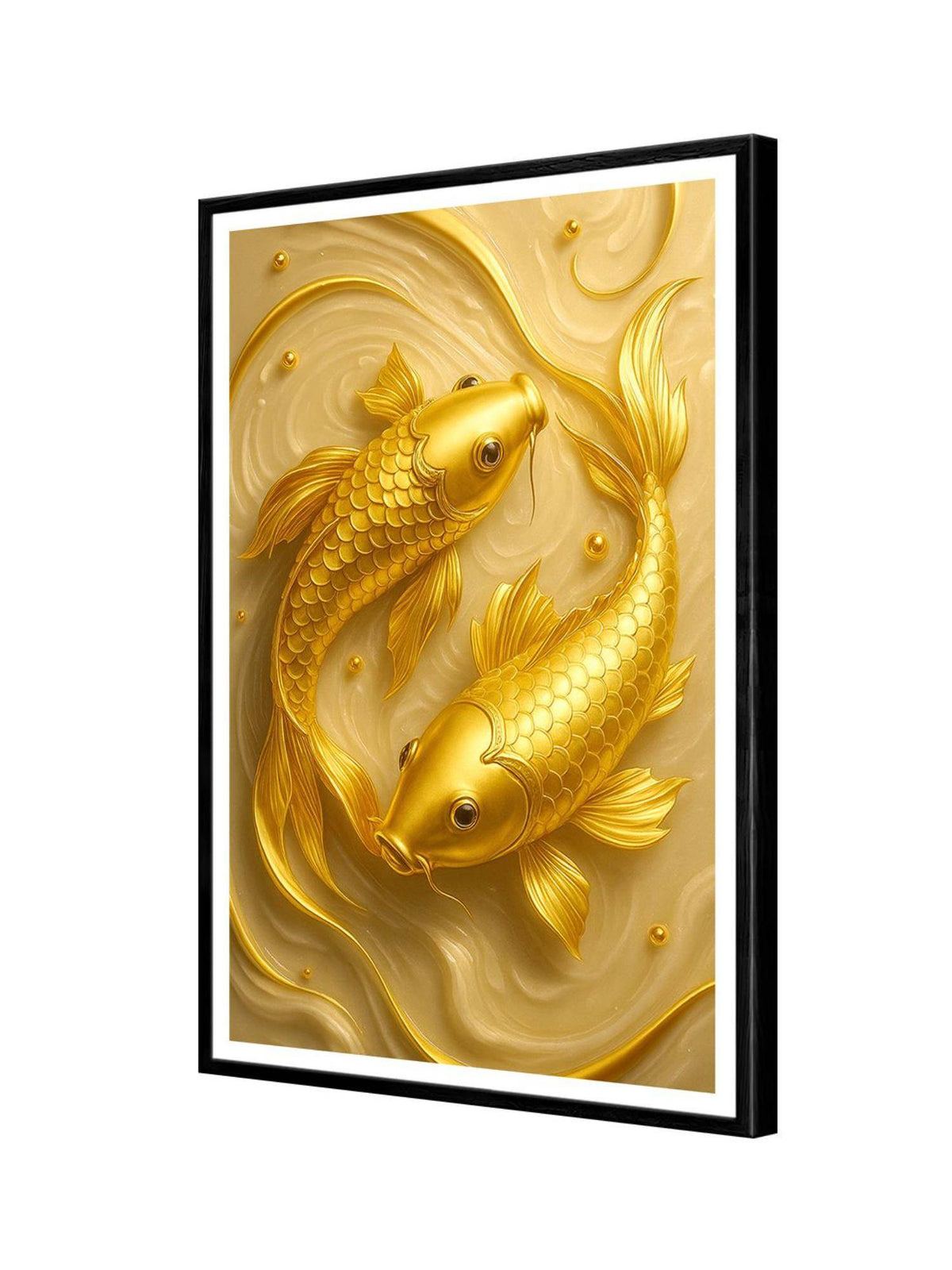 999Store Golden Koi Fish Pair Wall Art Box Fiber Canvas Frame Painting
