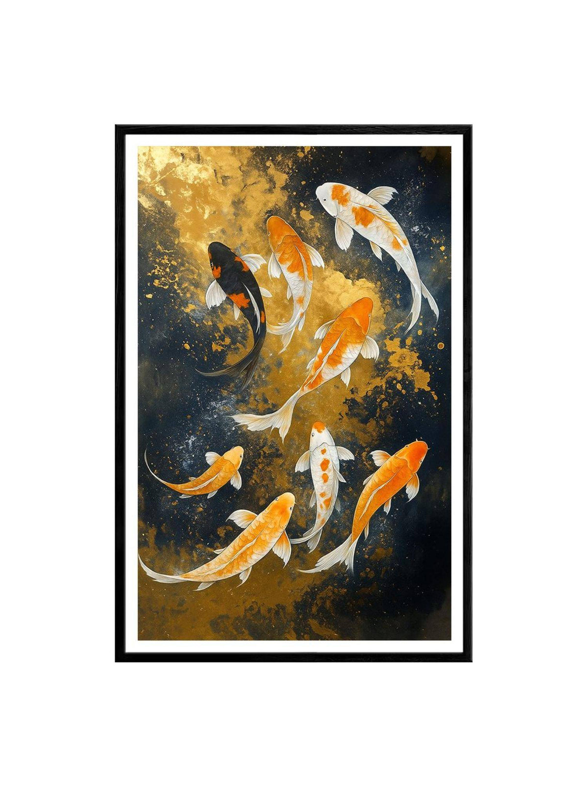 999Store Multi-Color Koi Fish School Wall Art Box Fiber Canvas Frame Painting