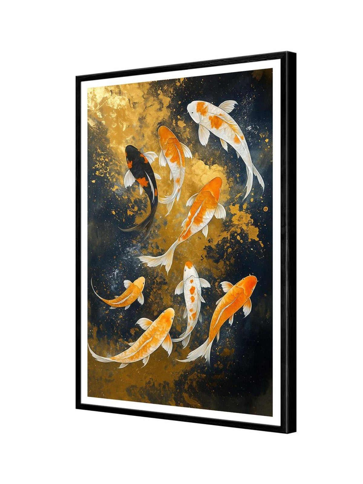 999Store Multi-Color Koi Fish School Wall Art Box Fiber Canvas Frame Painting