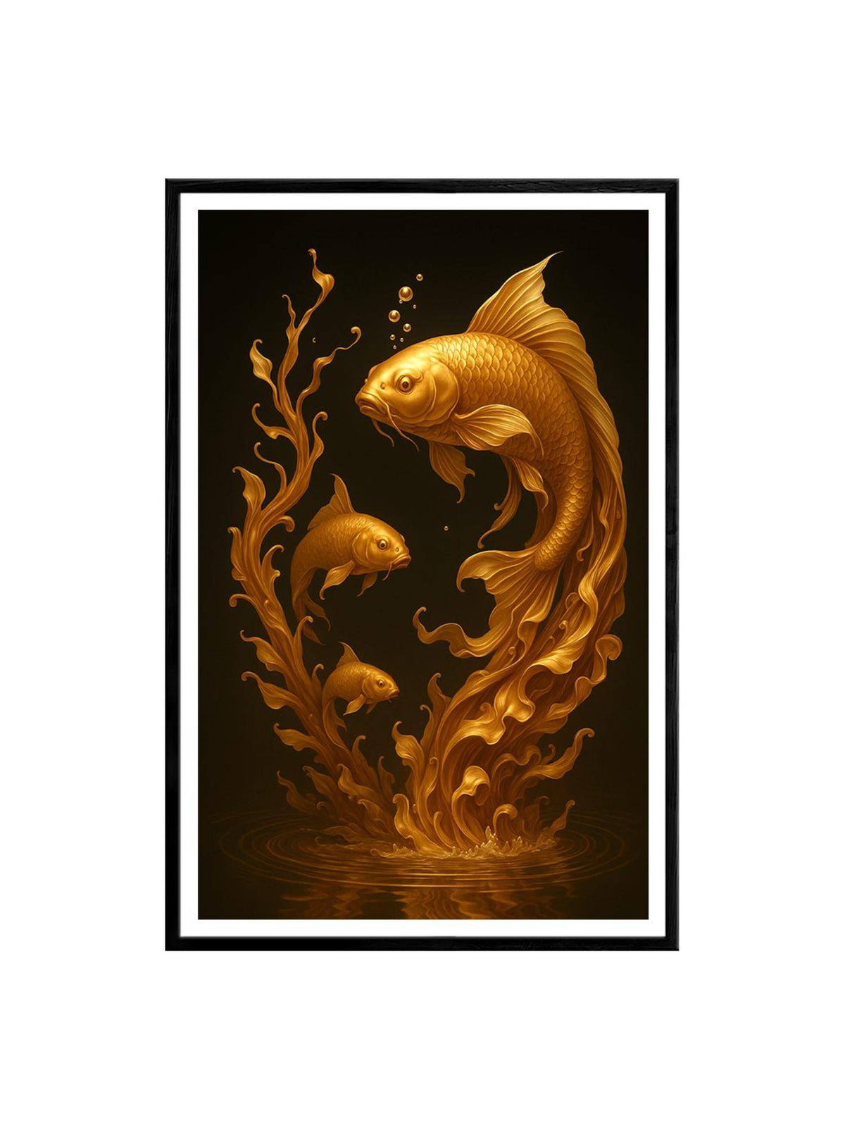 999Store Golden Koi Fish Canvas Painting - Elegant Black Koi Fish