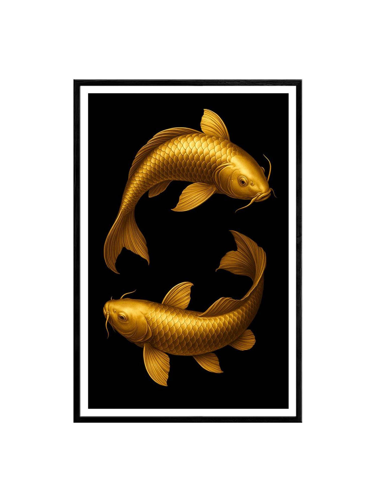999Store Box Fiber Canvas Twin Golden Koi Fish Painting