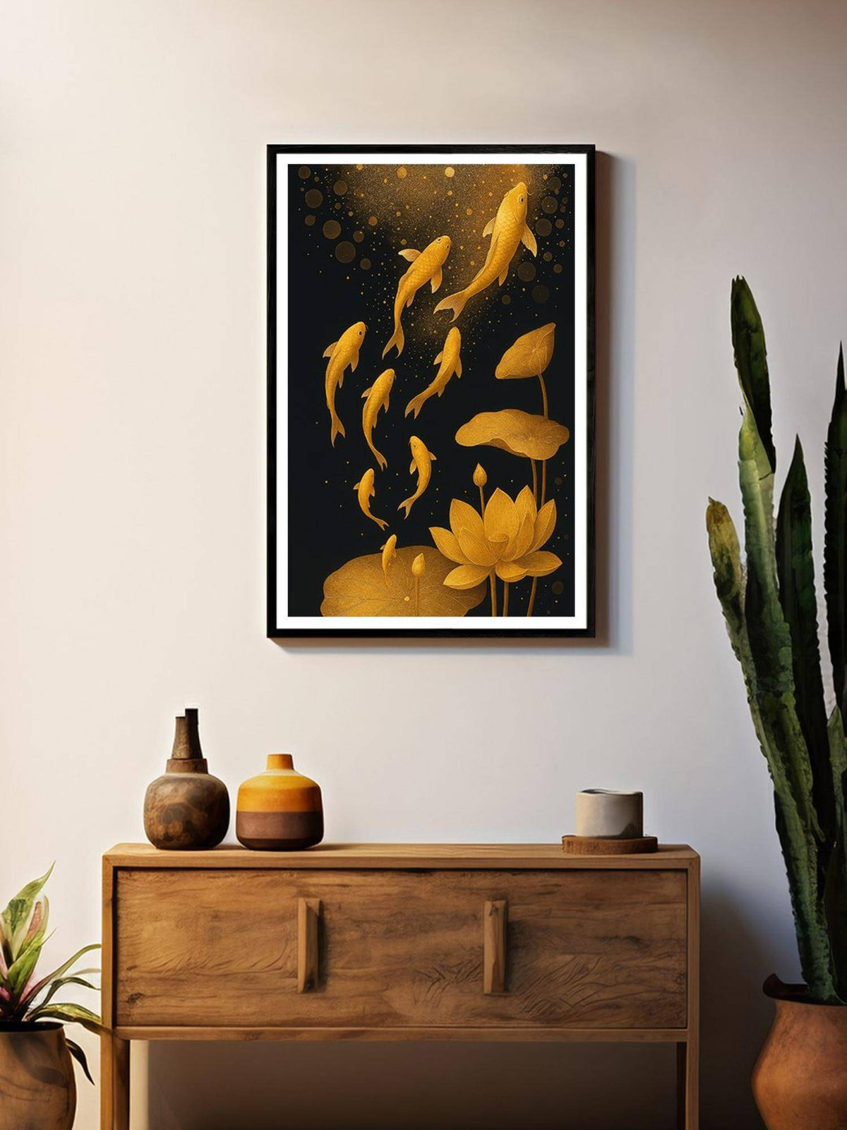 999Store Ascending Golden Koi Fish Wall Art Painting · One Size