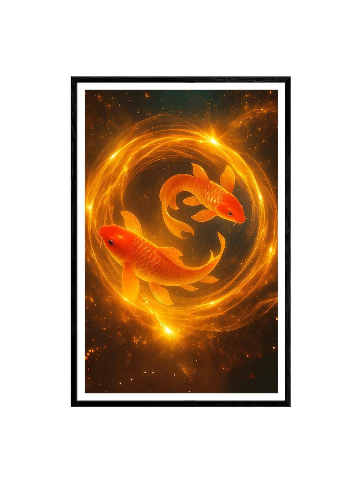 999Store Radiant Koi Fish Duo In Fiery Swirl Painting
