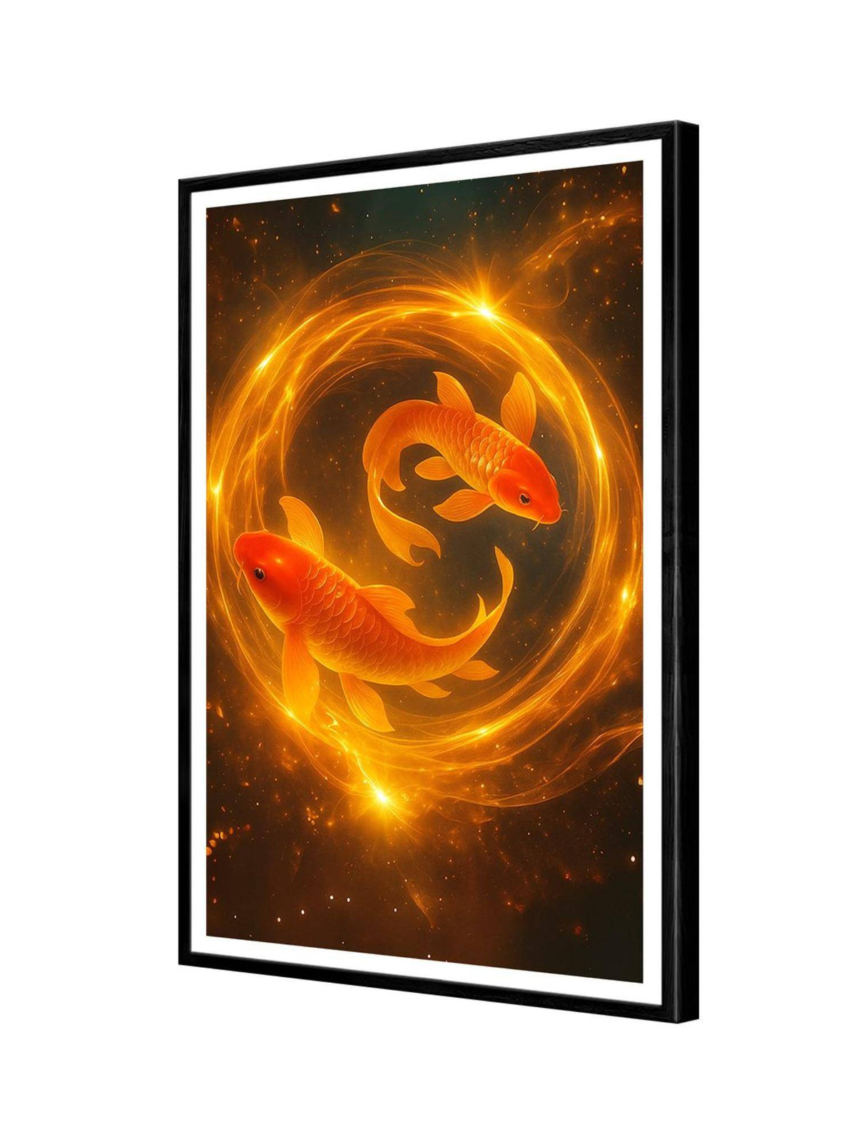 999Store Radiant Koi Fish Duo In Fiery Swirl Painting
