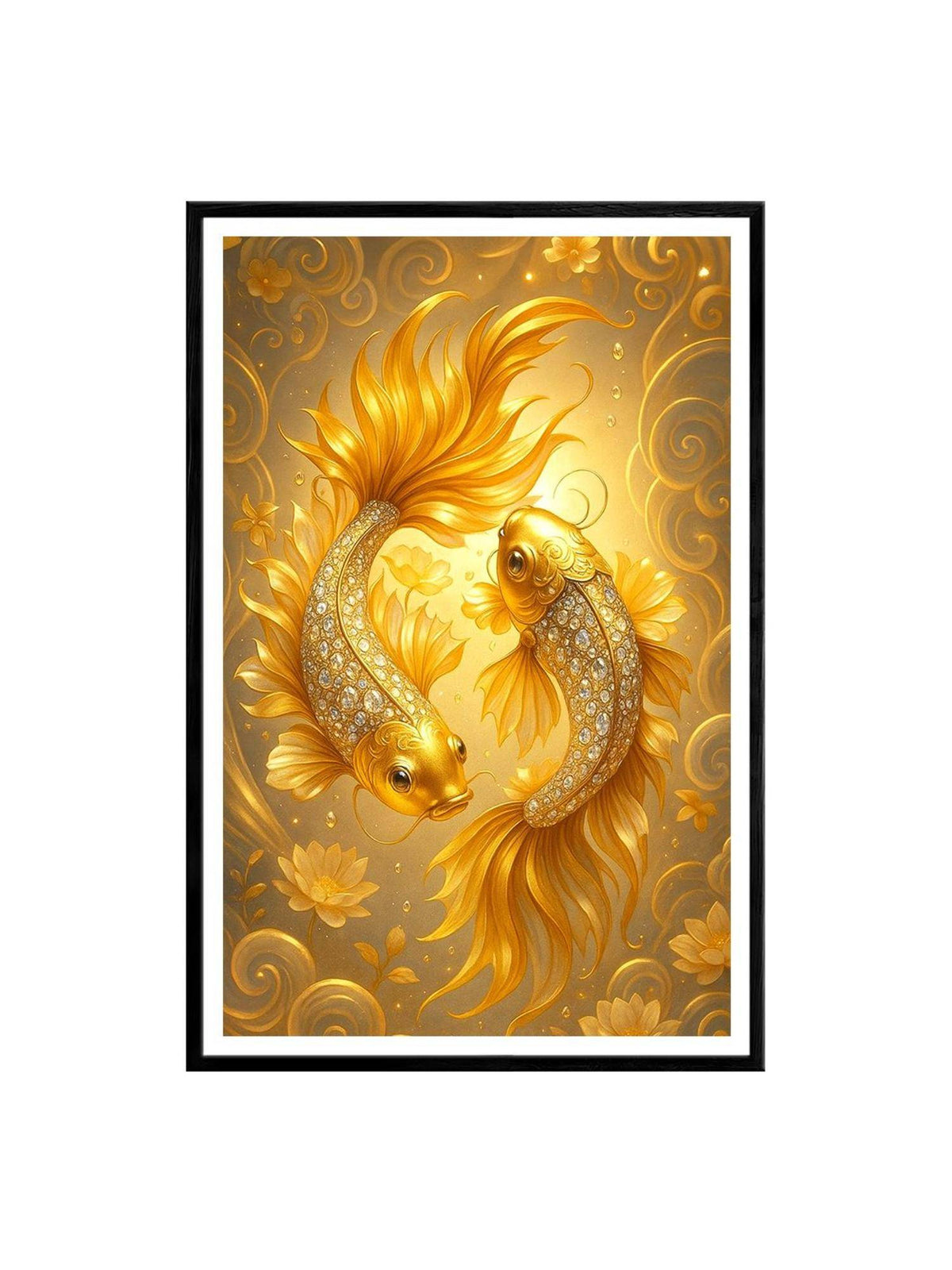 999Store Luxury Golden Koi Fish Diamond Graphic Pattern Painting
