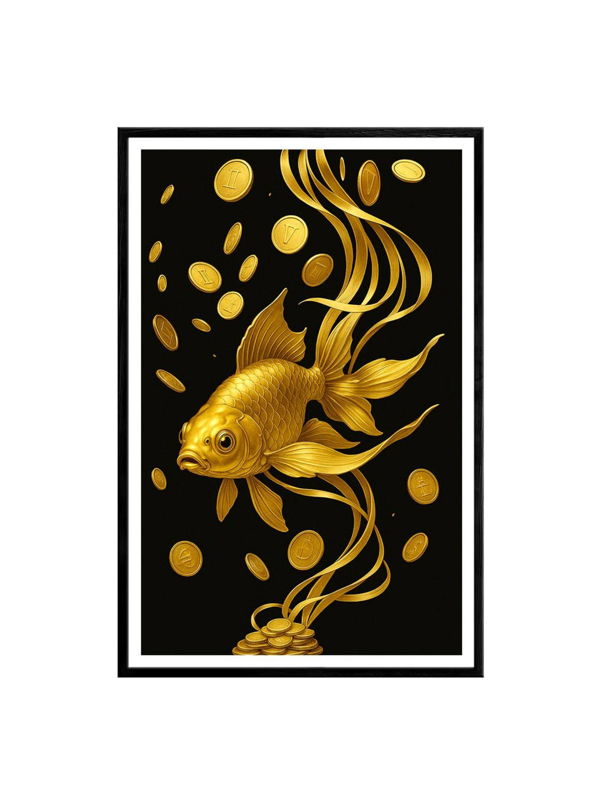 999Store Golden Wealth Koi Fish Box Fiber Canvas Painting
