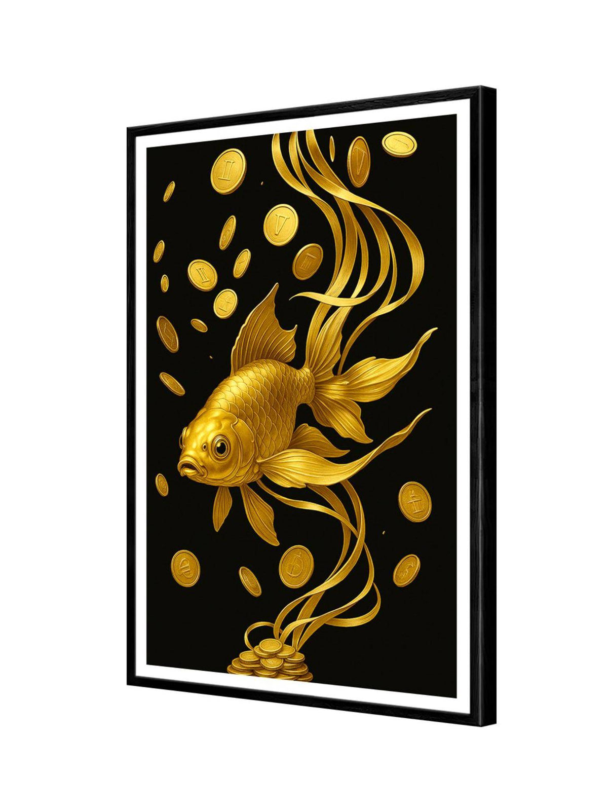 999Store Golden Wealth Koi Fish Box Fiber Canvas Painting