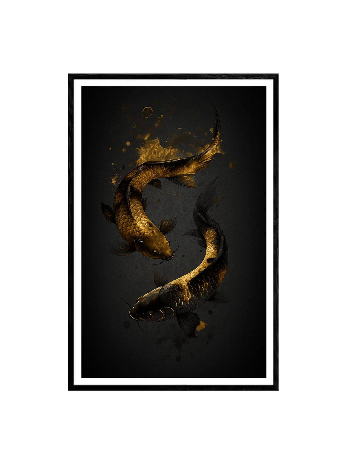 999Store Yin Yang Black-Gold Koi Fish Box Fiber Canvas Painting · One Size