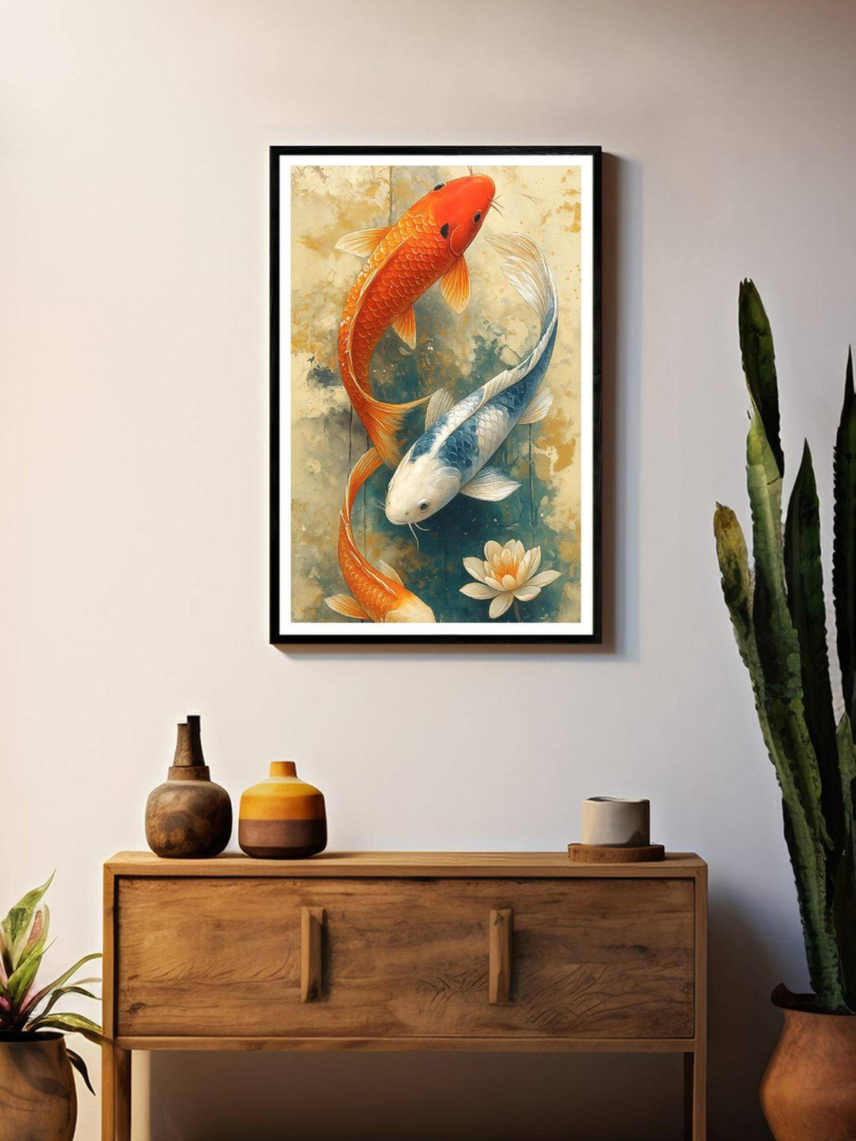 999Store Yin Yang Red and Blue Koi Fish Box Fiber Canvas Painting · One Size