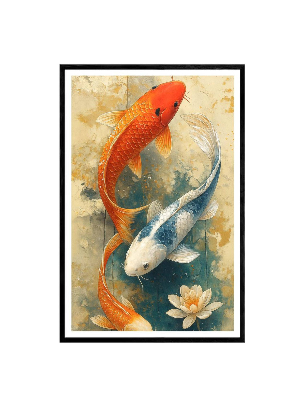 999Store Yin Yang Red and Blue Koi Fish Box Fiber Canvas Painting · One Size