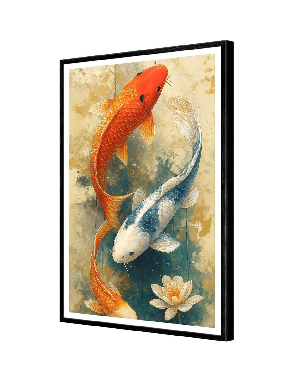 999Store Yin Yang Red and Blue Koi Fish Box Fiber Canvas Painting