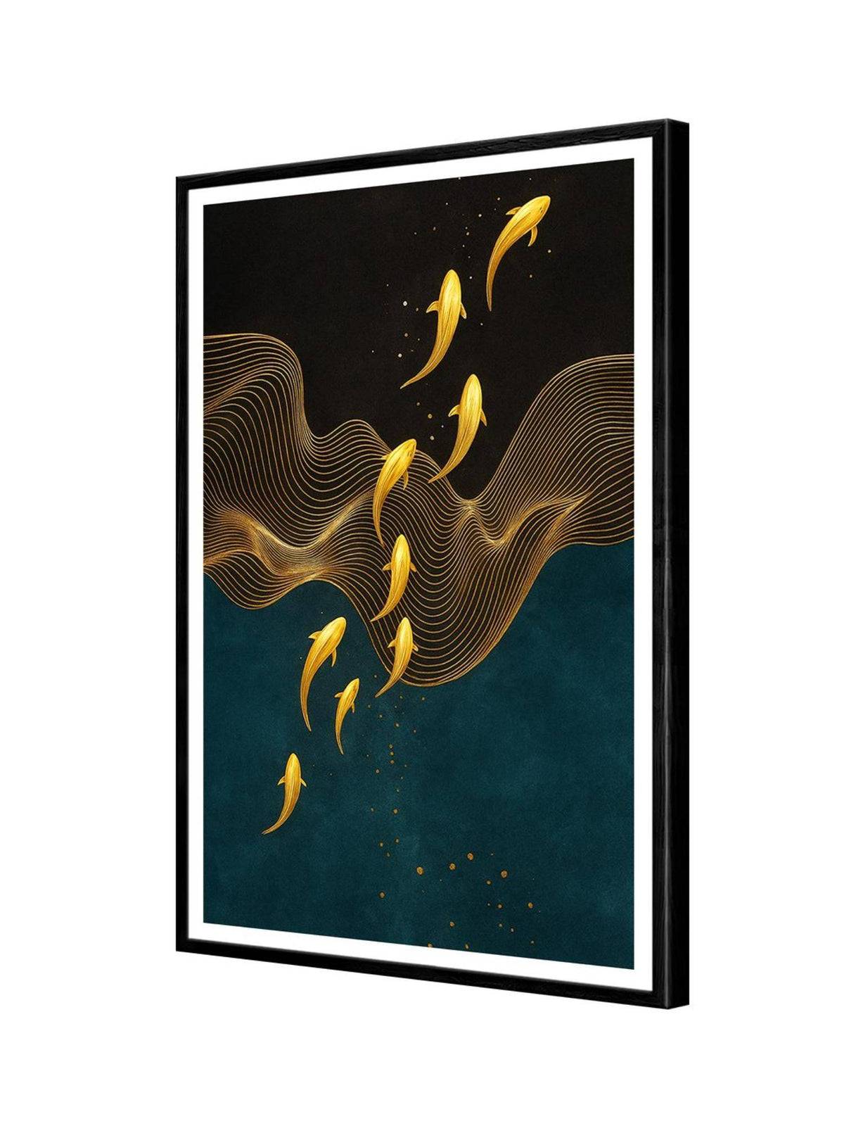 999Store Multi-Color Koi Fish Flowing Waves Box Fiber Canvas Painting