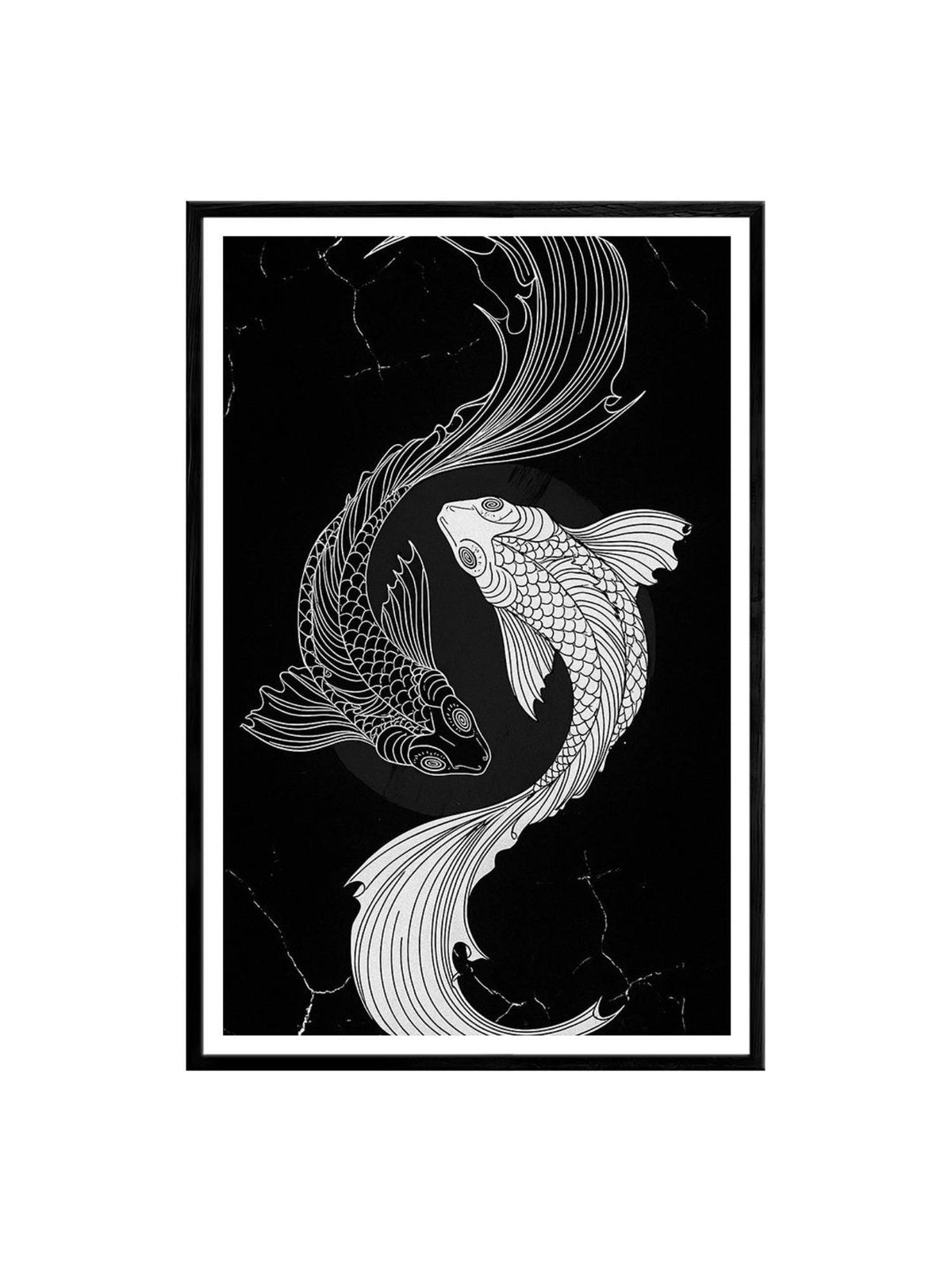 999Store Black and White Koi Fish Box Fiber Canvas Painting · One Size