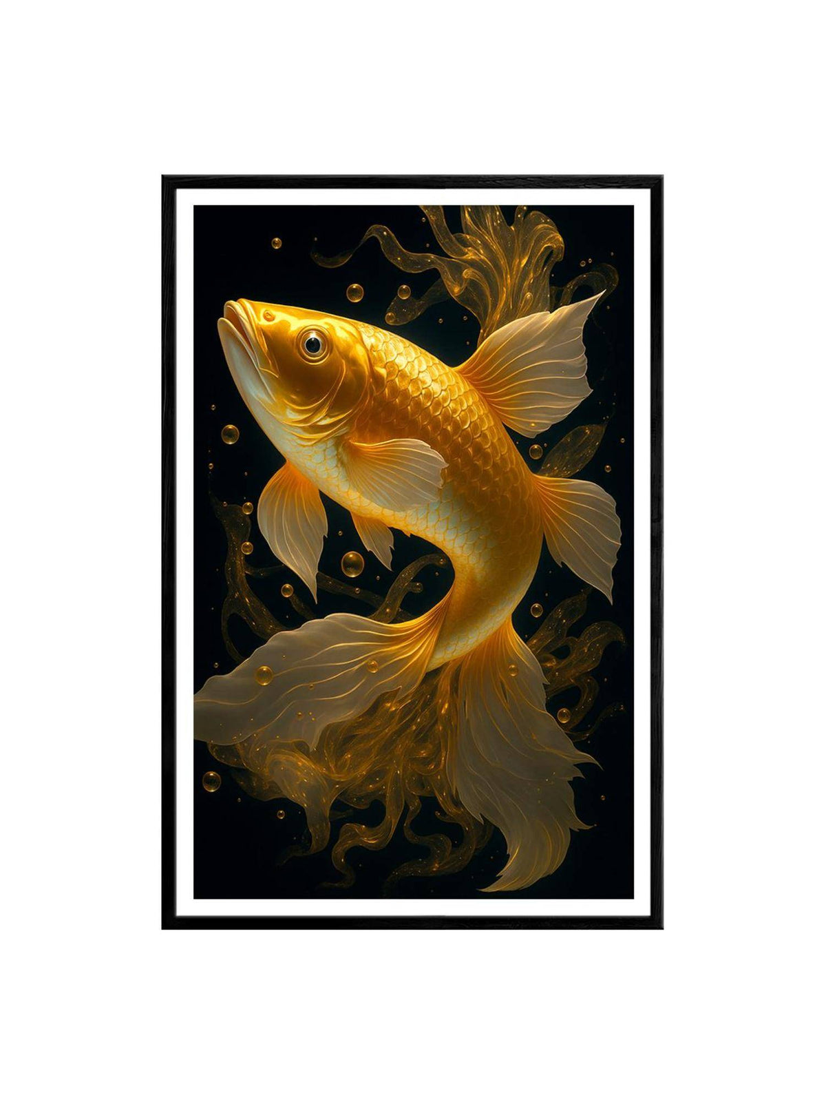 999Store Golden Betta Fish Fantasy Box Fiber Canvas Painting