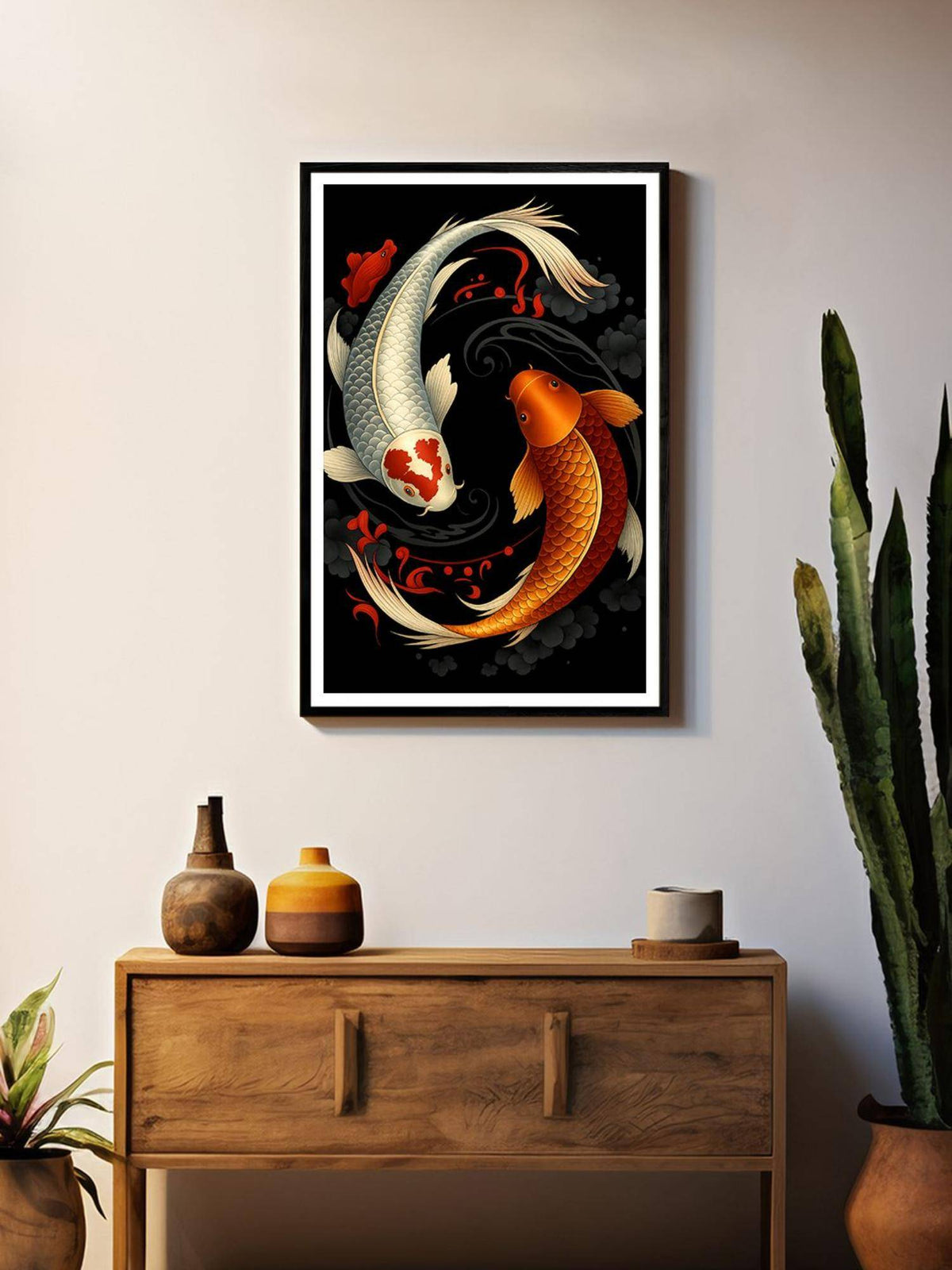 999Store Koi Fish Yin Yang Harmony Box Fiber Canvas Painting