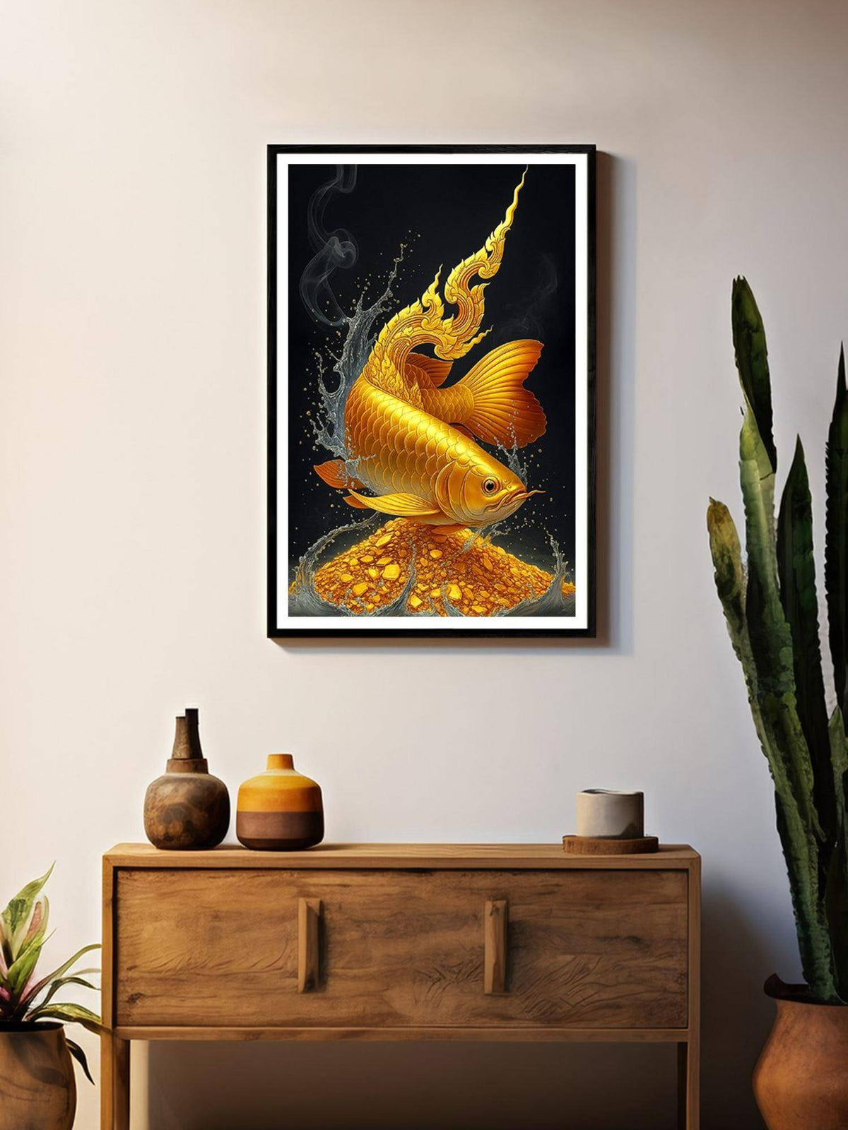 999Store Golden Arowana Feng Shui Box Fiber Canvas Painting