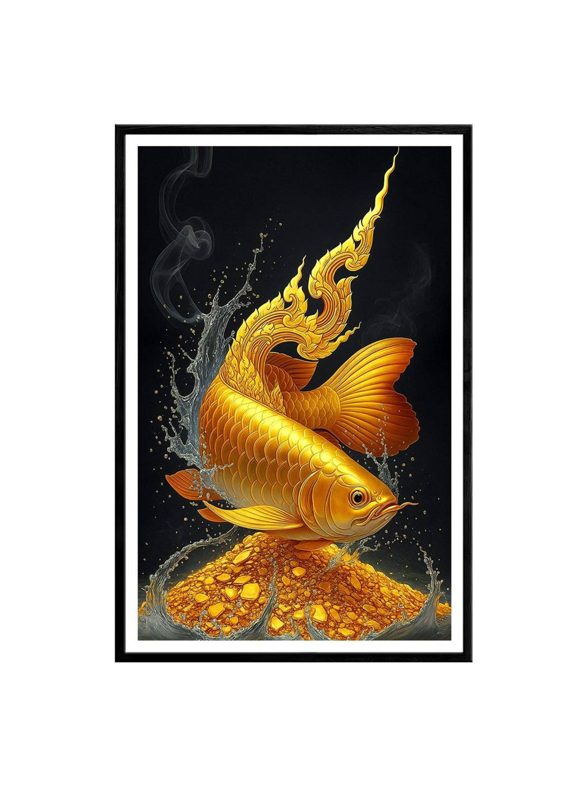 999Store Golden Arowana Feng Shui Box Fiber Canvas Painting