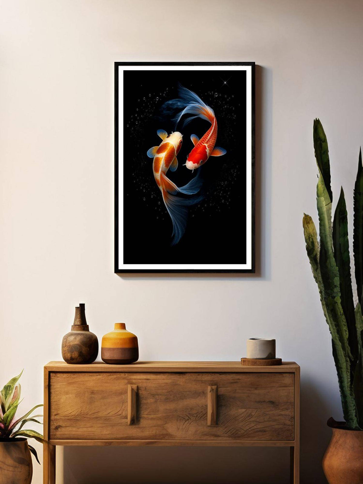 999Store Dancing Koi Duo Box Fiber Canvas Painting