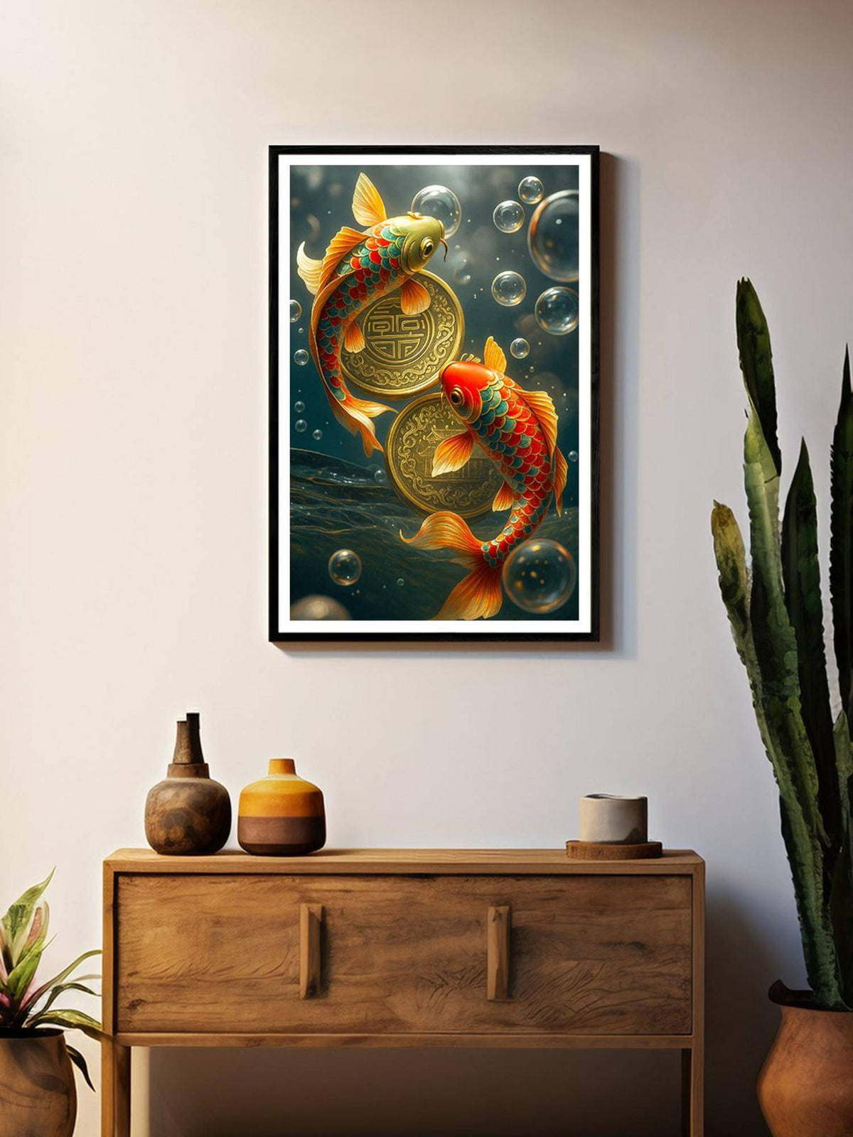 999Store Colorful Koi Fish Canvas Painting