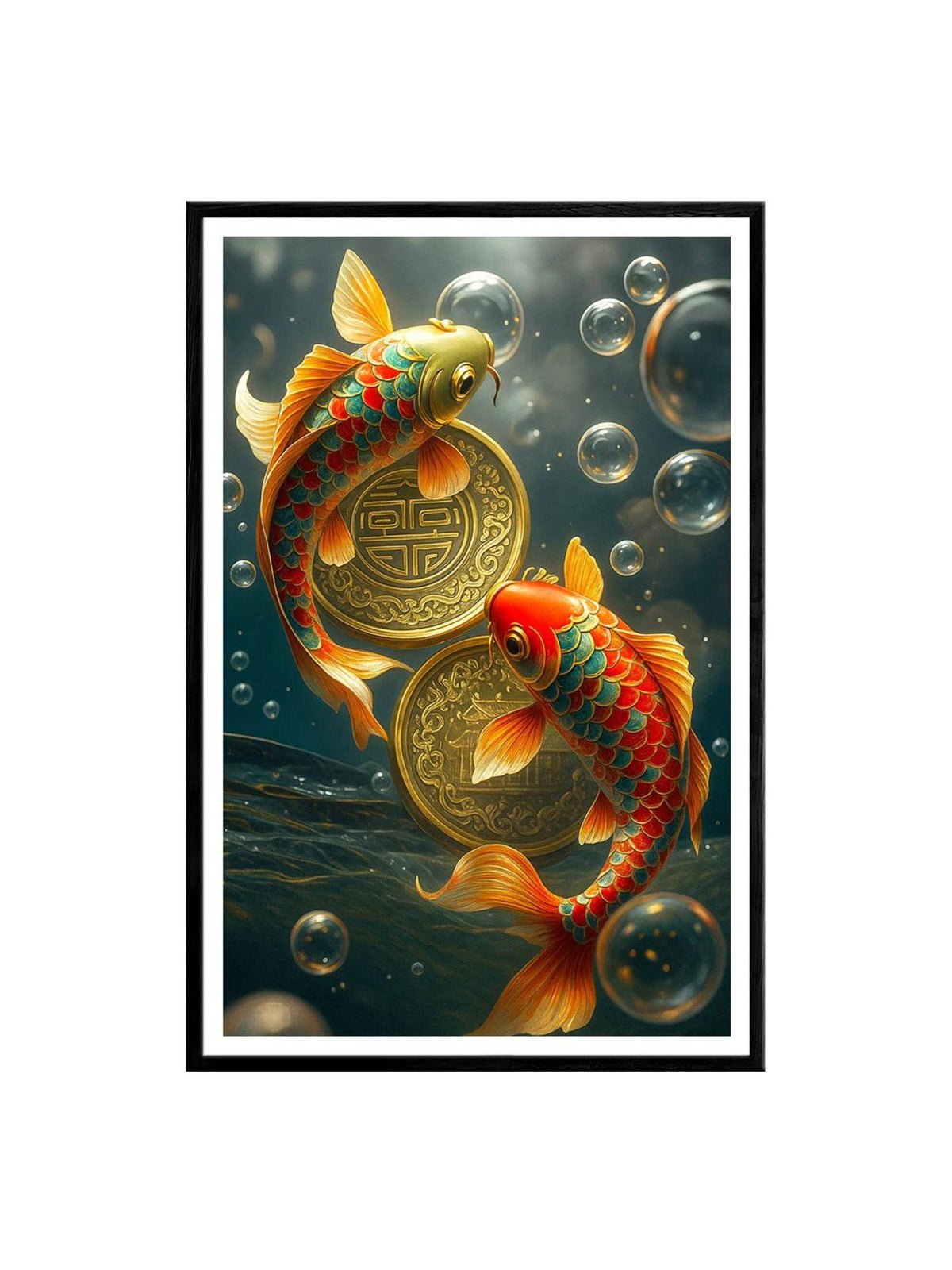 999Store Colorful Koi Fish Canvas Painting